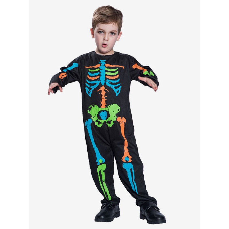 Halloween Costumes For Kids Black Polyester Jumpsuit Costume Full Set Holiday