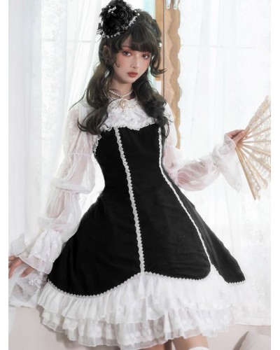 Gothic Lolita Dresses Ruffles Black Black