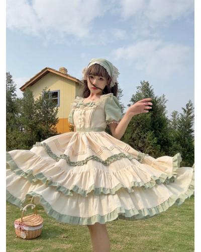 【 Three Colors 】Alice Bunny Peter Pan Short Sleeves Sweet Lolita Dress