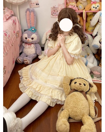 Sweet Lolita Dress Polyester Short Sleeves Sweet Dress