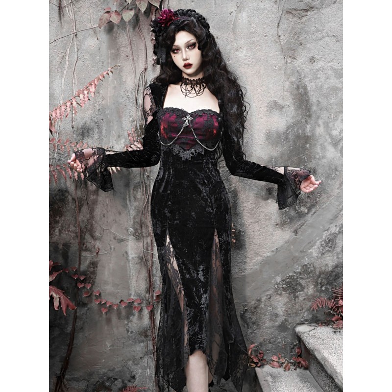 Gothic Punk Lolita Dresses Lace Black Punk Dress