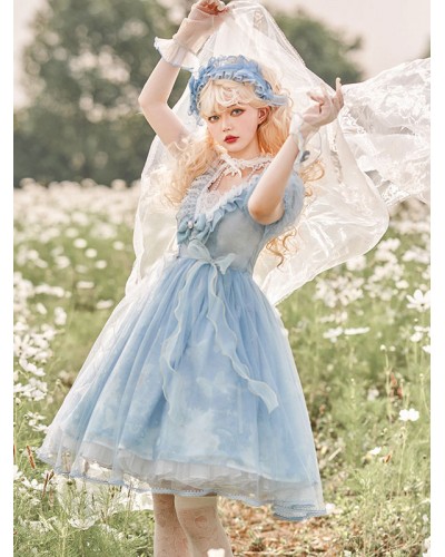 Sweet Lolita Dress Polyester Short Sleeves Sweet Dress Lolita Dress