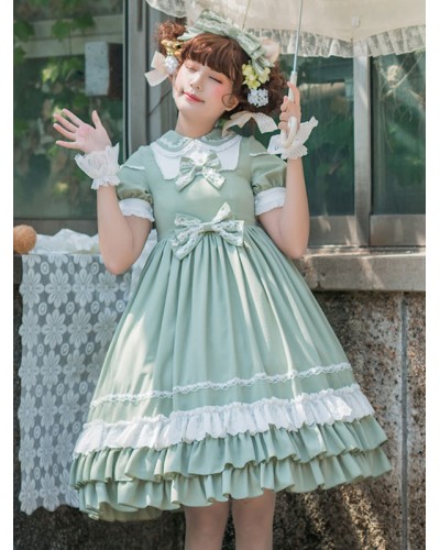 Sweet Lolita Dress Polyester Short Sleeves Dress