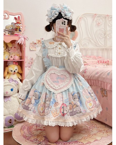 Lolita SK Light Sky Blue Ruffles Lolita Skirts Sweet Spring Summer Fall