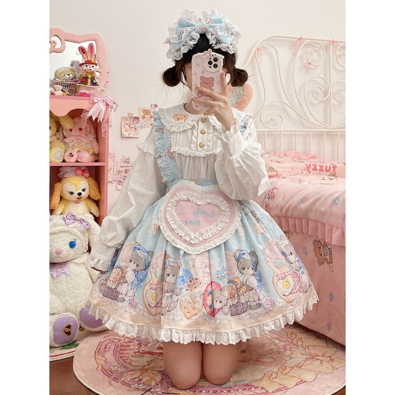 Lolita SK Light Sky Blue Ruffles Lolita Skirts Sweet Spring Summer Fall