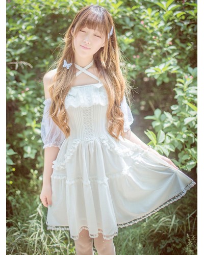 Lolita Dress Lace Ruffle Chiffon Lolita Jumper Skirt Sweet Summer Tea Party