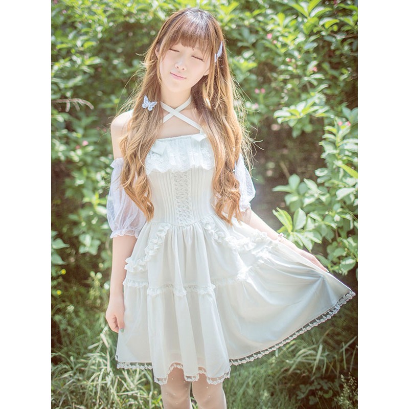 Lolita Dress Lace Ruffle Chiffon Lolita Jumper Skirt Sweet Summer Tea Party