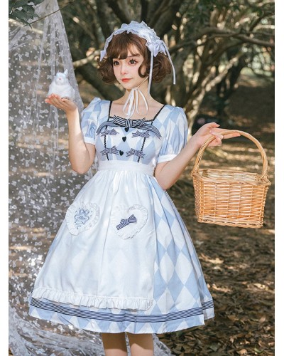 Sweet Lolita Dress Alice Polyester Short Sleeves Dress