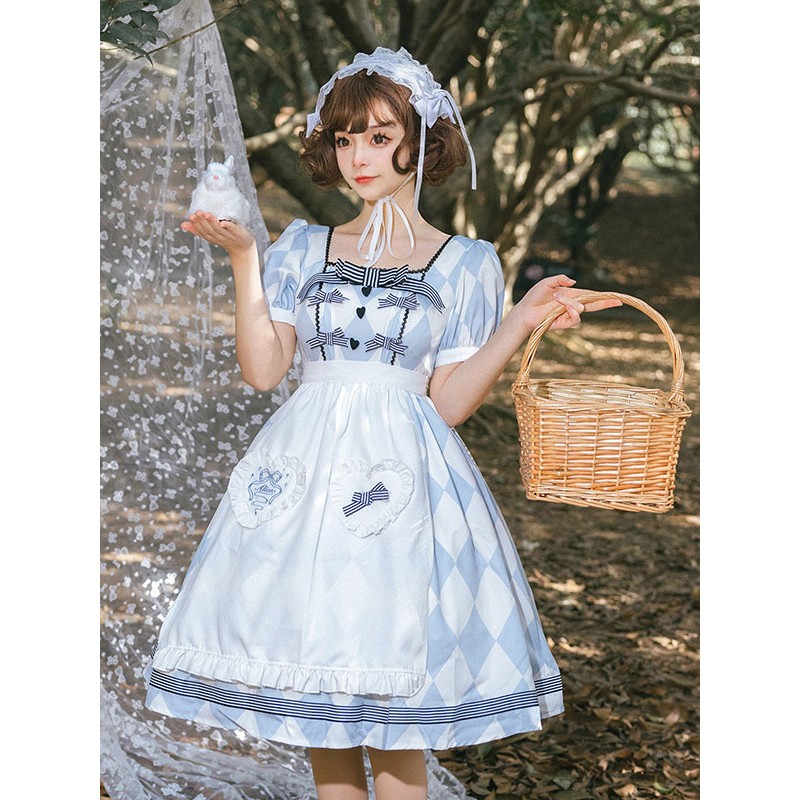 Sweet Lolita Dress Alice Polyester Short Sleeves Dress