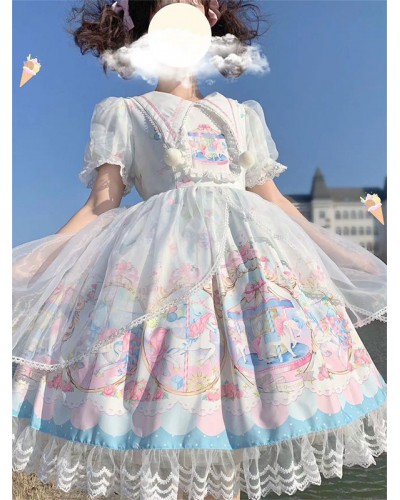 Sweet Lolita Dress Polyester Short Sleeves Dress