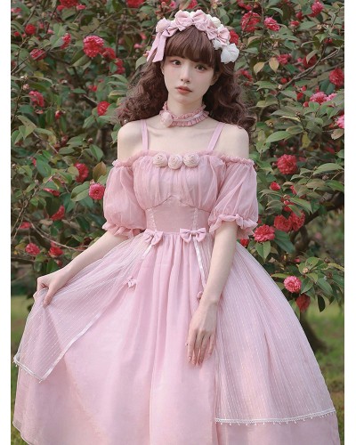 Sweet Lolita Dress Polyester Short Sleeves Sweet Dress Lolita Dress