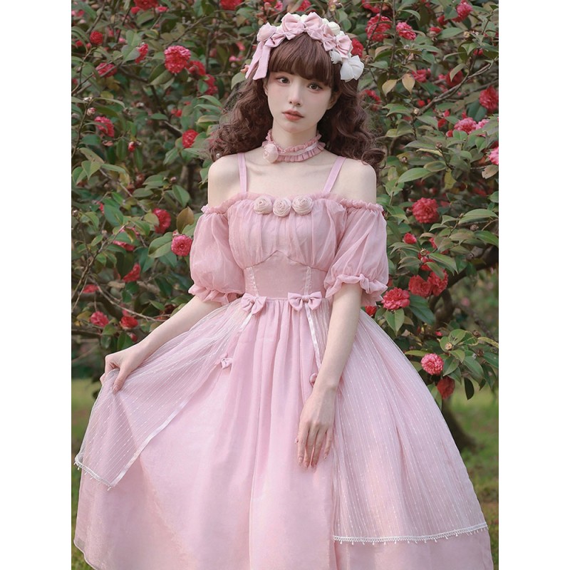 Sweet Lolita Dress Polyester Short Sleeves Sweet Dress Lolita Dress