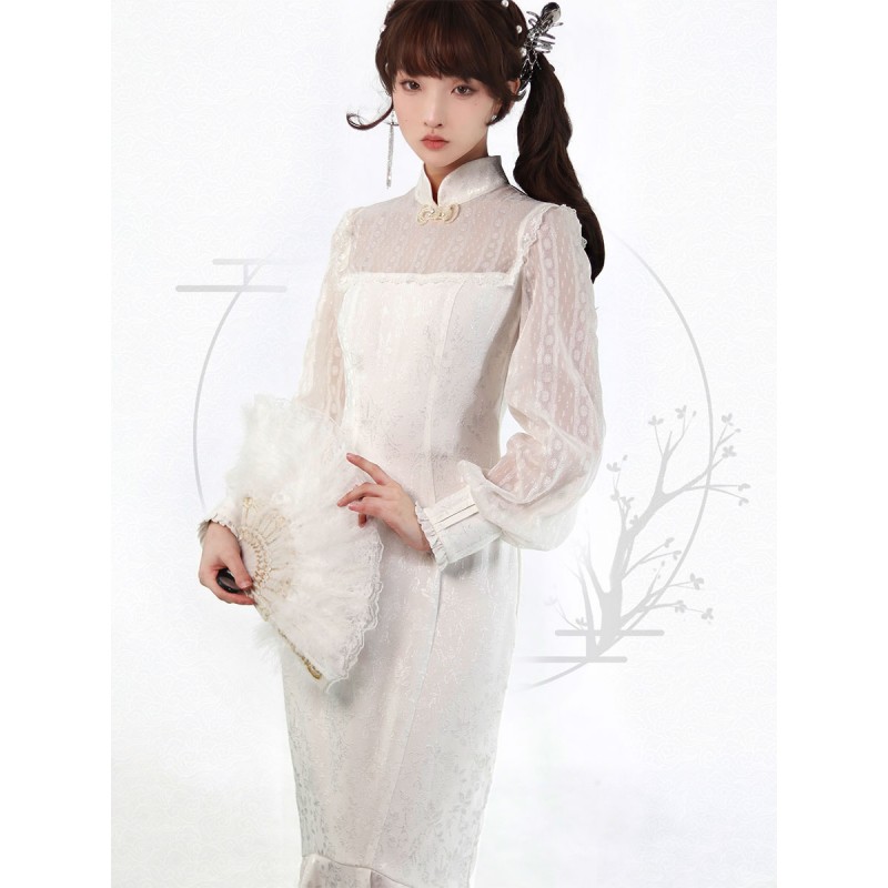 Academic Lolita Outfits White Long Sleeves Daily Casual