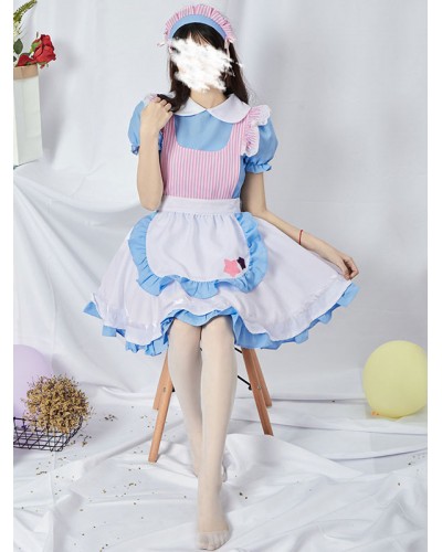 Sweet Lolita Dress Polyester Short Sleeves Ruffles Dress