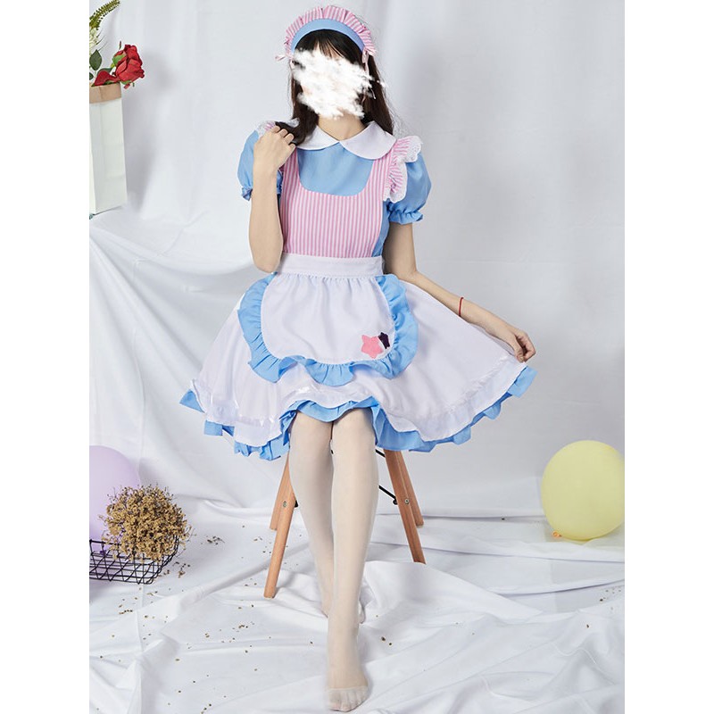 Sweet Lolita Dress Polyester Short Sleeves Ruffles Dress