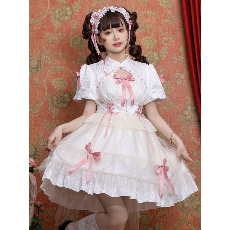 Sweet Lolita Dress Polyester Short Sleeves Dress