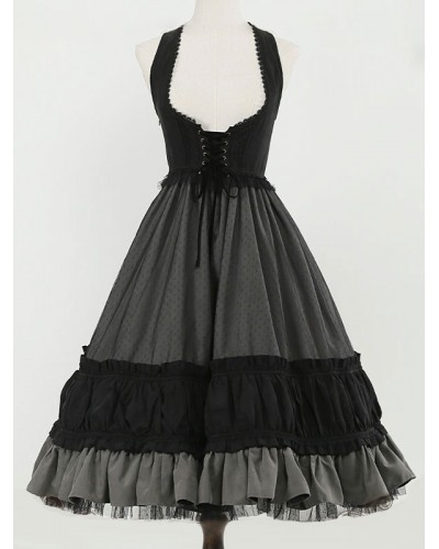 Gothic Lolita Dresses Ruffles Lace Black Burgundy