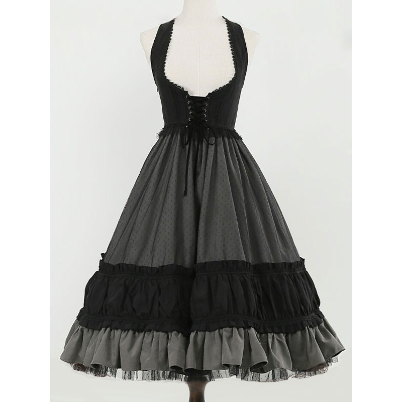 Gothic Lolita Dresses Ruffles Lace Black Burgundy