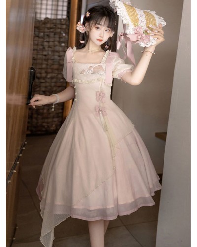 Sweet Lolita Dress Polyester Short Sleeves Dress