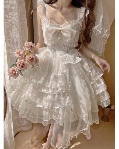 Gothic Lolita Dresses Lace Ruffles White Light Sky Blue