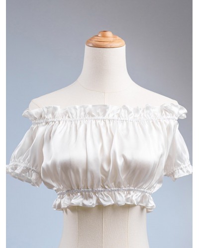 Style Lolita Blouses Lolita Top Ruffles Short Sleeves Blouse White Lolita Shirt Sweet ROCOCO Spring Summer Fall