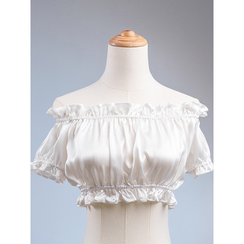 Style Lolita Blouses Lolita Top Ruffles Short Sleeves Blouse White Lolita Shirt Sweet ROCOCO Spring Summer Fall