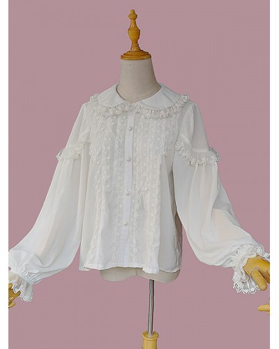 Sweet Lolita Blouses Lolita Top Infanta Long Sleeves White Lolita Shirt Spring