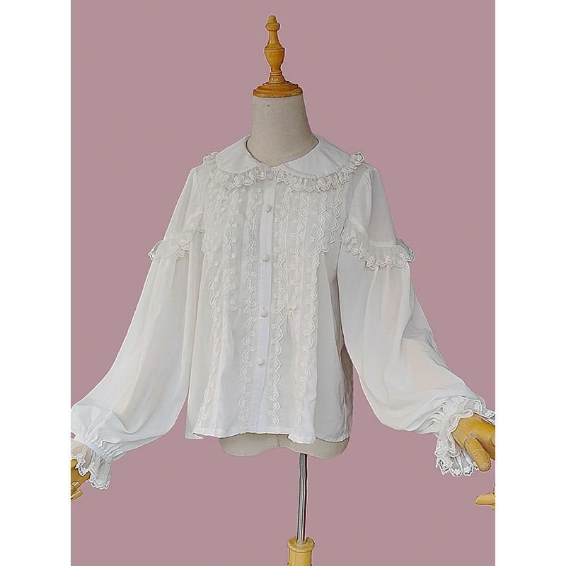 Sweet Lolita Blouses Lolita Top Infanta Long Sleeves White Lolita Shirt Spring