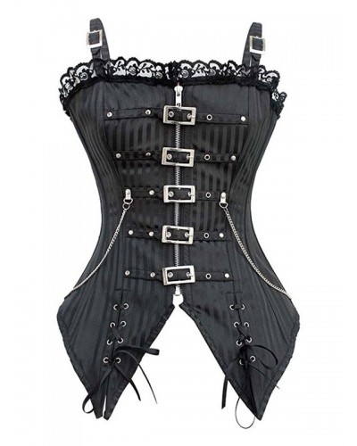 Black V-Neck Sexy Lace-up Buttons Woman's Bustier For Women Indoor