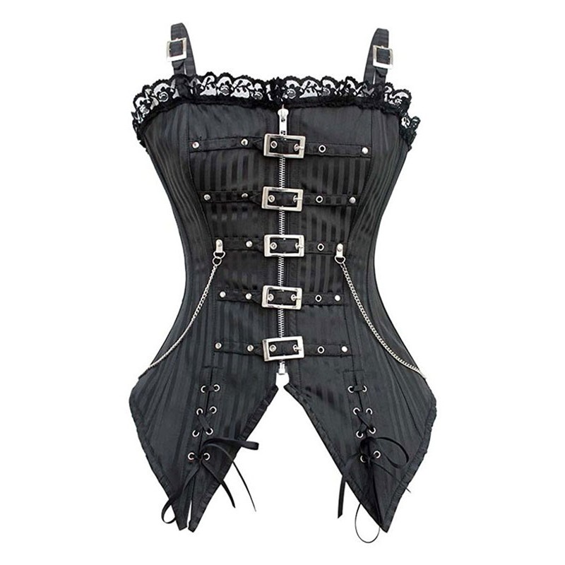 Black V-Neck Sexy Lace-up Buttons Woman's Bustier For Women Indoor