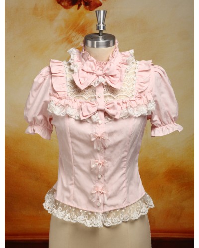 Dandy Pink Detachable Long Sleeves Cotton Blend Lolita Shirt