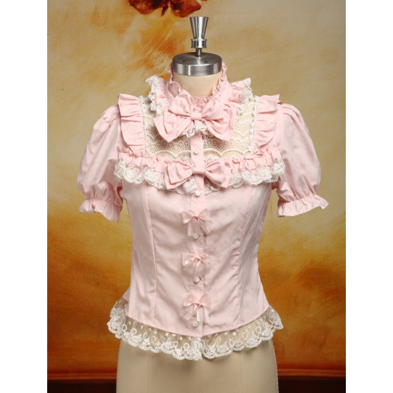 Dandy Pink Detachable Long Sleeves Cotton Blend Lolita Shirt