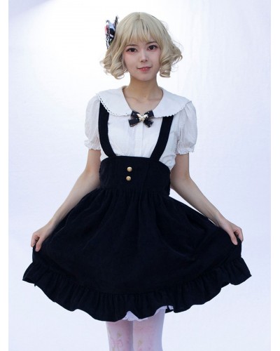 Idol clothes Lolita SK Angel Beats Floral Print Black Ruffles Lolita Skirts