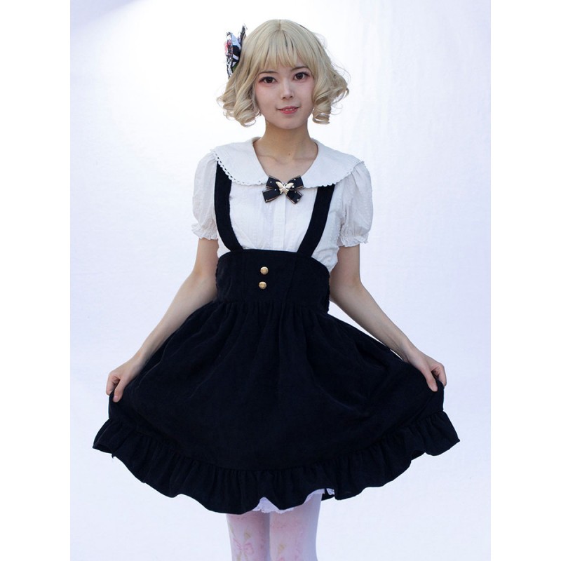 Idol clothes Lolita SK Angel Beats Floral Print Black Ruffles Lolita Skirts