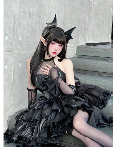 Gothic Lolita Dresses Ruffles Bows Black Black