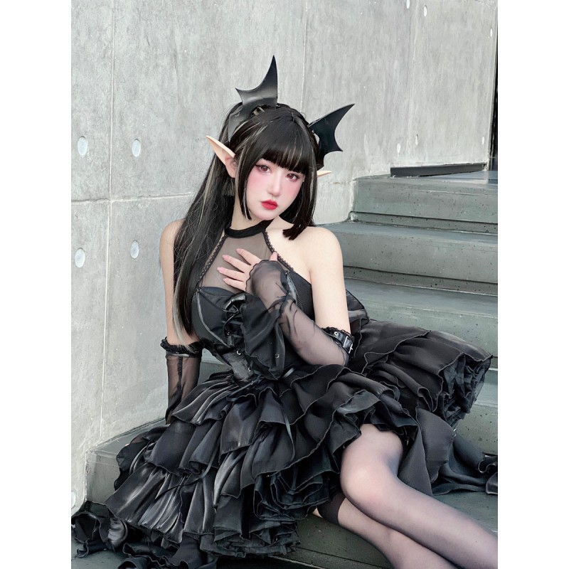 Gothic Lolita Dresses Ruffles Bows Black Black