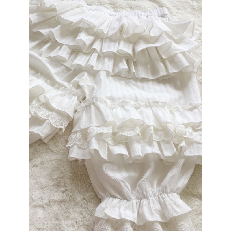 Sweet Lolita Pant White Jacquard Loose Lolita Trousers