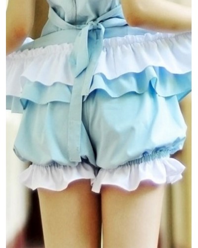 Classic Lolita Trousers Ruffles Two Tone Layered Blue Lolita Shorts Bottoms Classic  Traditional Tea Party