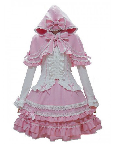 Lolita Oufits Pink Lolita Top With Skirt And Cape Sweet