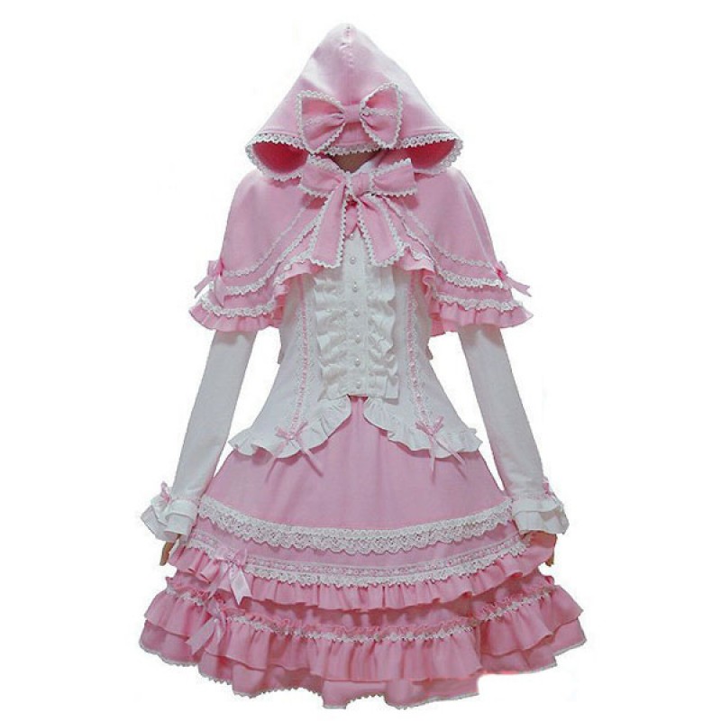 Lolita Oufits Pink Lolita Top With Skirt And Cape Sweet