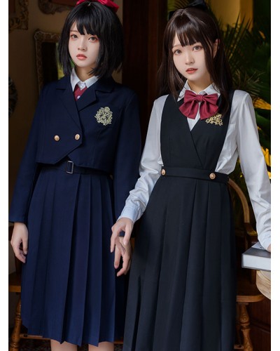 Lolita Outfits Black Long Sleeves Cravat Overcoat Sets Academic Daily Casual Tea Party