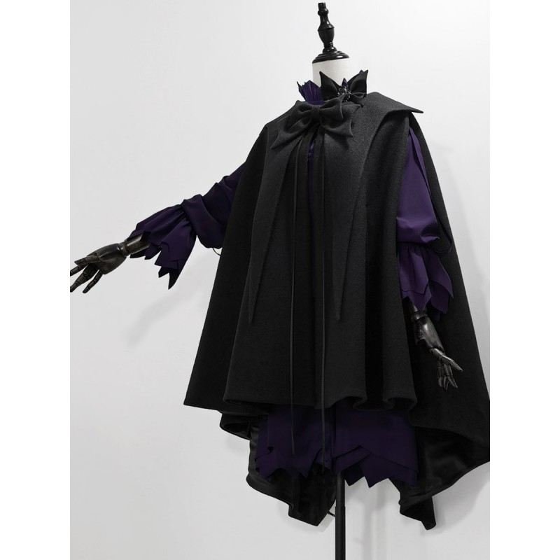 【Pre-sell】 Lolita Ouji Fashion Cape Black Polyester Bows Outwears Gothic Fall Winter