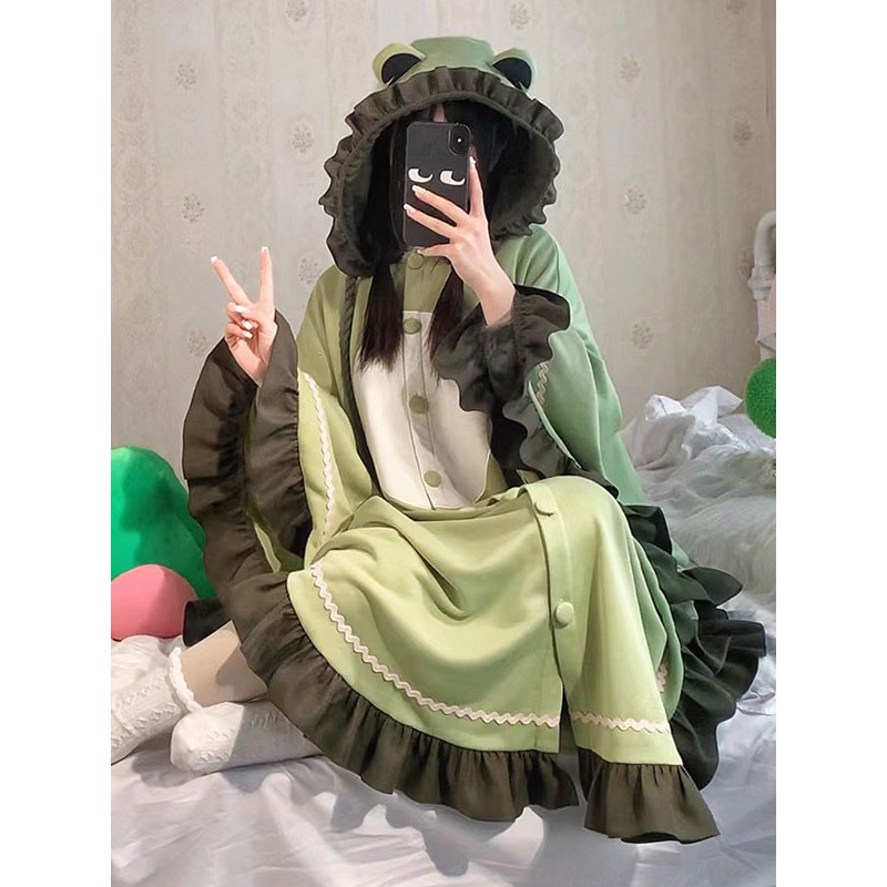 Lolita Poncho Green Polyester Ruffles Lolita Outwears Sweet Spring Summer Fall Winter