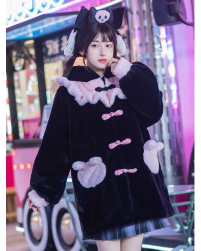 Lolita S Black Ruffles Polyester Overcoat Winter Lolita Outwears Coat Sweet Daily Casual Tea Party