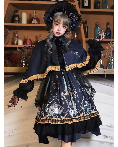 Lolita Top God Redeems Ruffle Floral Print Lolita Cape Gothic Spring Summer Fall