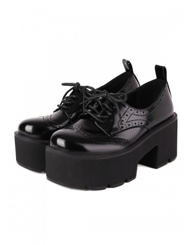 Lolita Footwear Round Toe PU Leather Lace Up Lolita Shoes