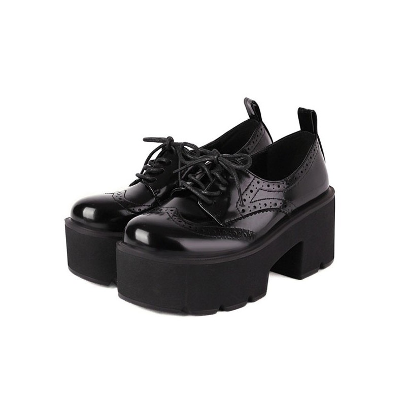 Lolita Footwear Round Toe PU Leather Lace Up Lolita Shoes