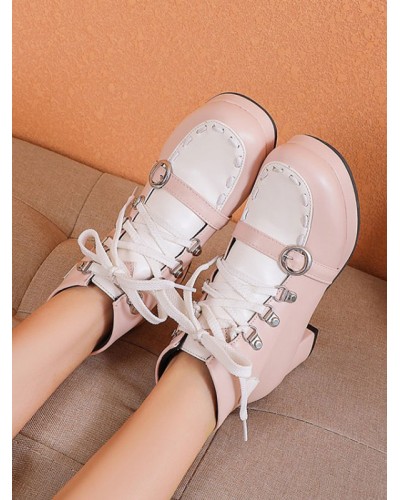 Sweet Lolita Boots Round Toe Leather Lolita Footwear Daily Casual