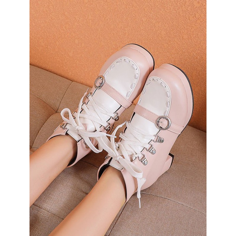 Sweet Lolita Boots Round Toe Leather Lolita Footwear Daily Casual