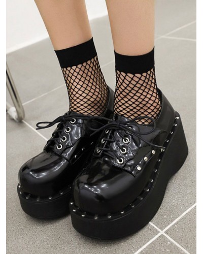 Lolita Footwear Black Round Toe PU Leather Lolita Shoes Academic Daily Casual